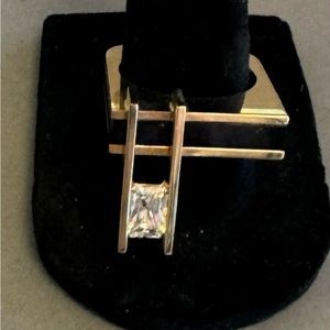 Original Trisko 14K Gold Ring with Black Onyx and CZ